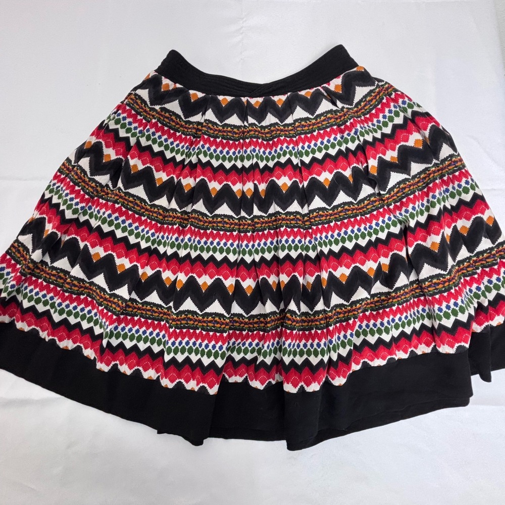 Anthropologie‎ Fei Denpasar Pleated Skirt Multicolored Side Pockets Rayon Sz 2